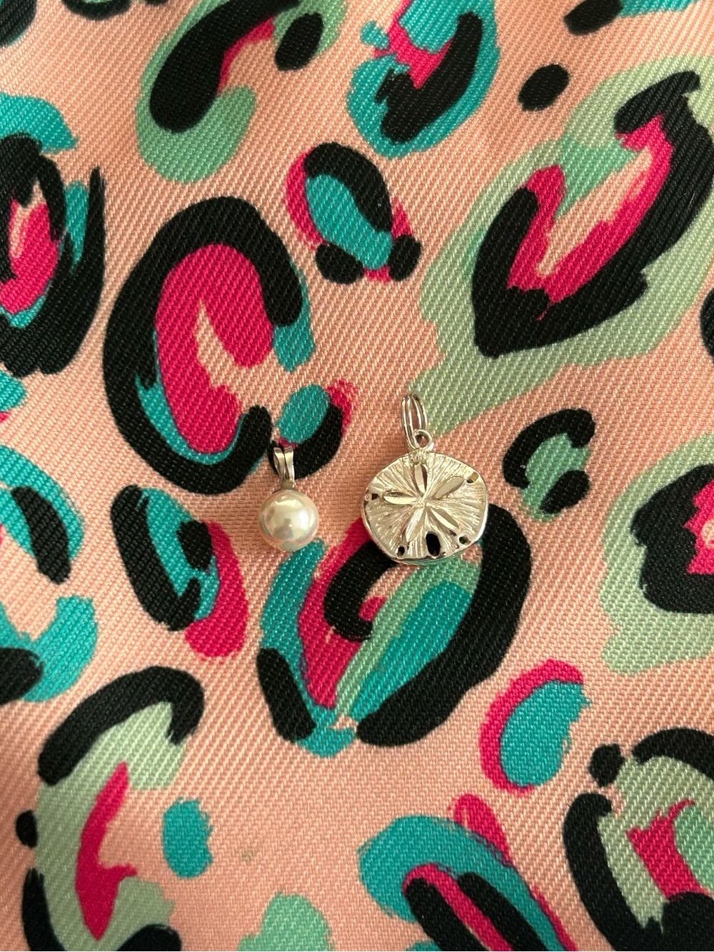 Sterling Silver Sand Dollar and pearl charm